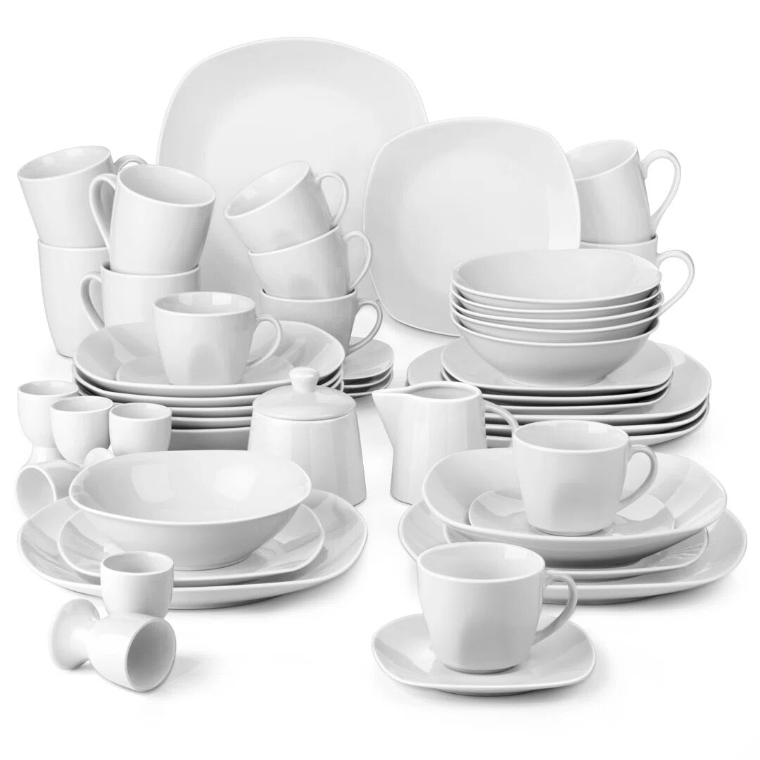 Photos - Tablecloth / Napkin Ivy Bronx ELISB 50 Piece Dinnerware Set, Service for 6 white