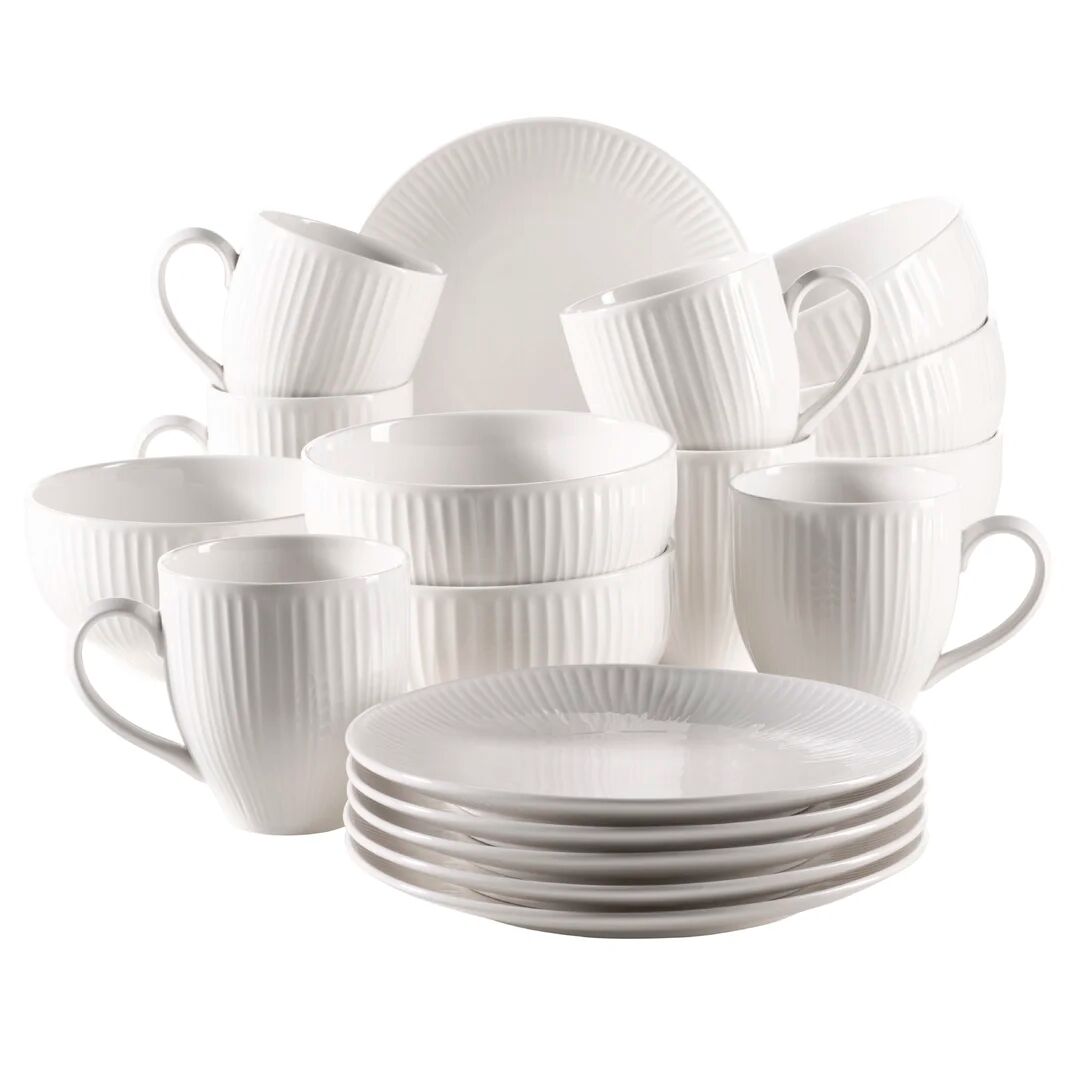 Photos - Tablecloth / Napkin Brambly Cottage Camellia 18 Piece Dinnerware Set, Service for 6 white