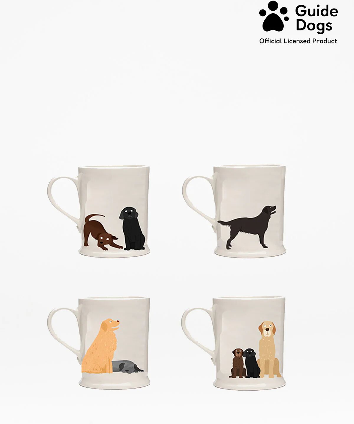 Fenella Smith Guide Dogs By my side Set of 4 Mugs Unisex