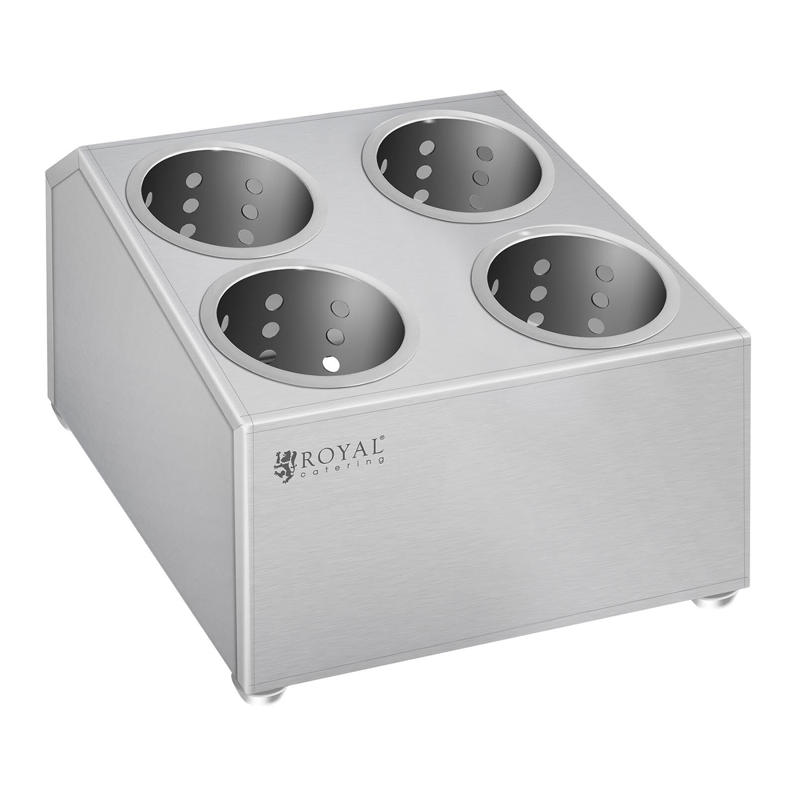 Royal Catering Cutlery container - Stainless steel - With 4 cutlery holders RCCH-1H4C