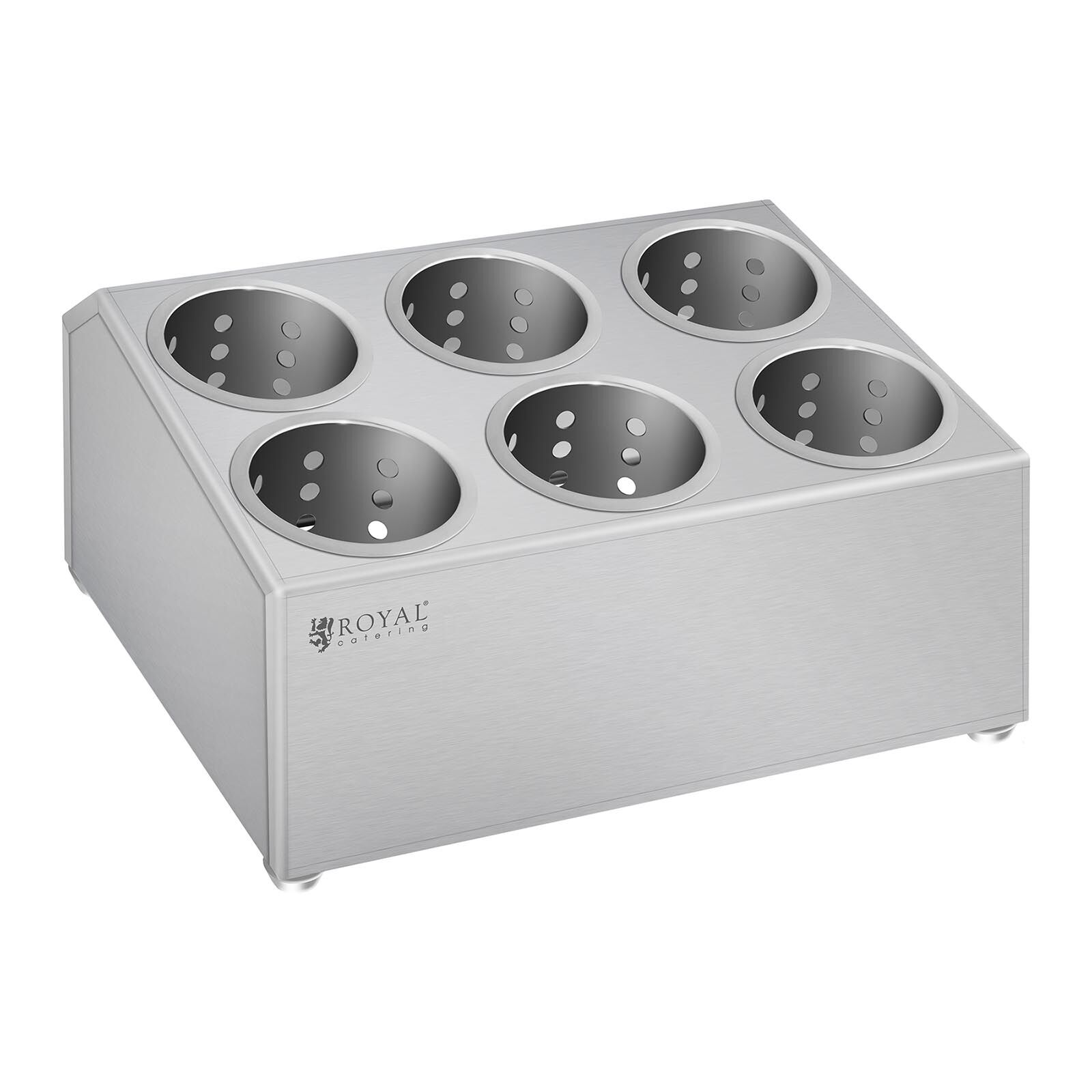 Royal Catering Cutlery container - Stainless steel - With 6 cutlery holders RCCH-1H6C