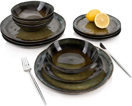 World Menagerie Trudy 12 Piece Dinnerware Set, Service for 4 World Menagerie Colour: Brown 27cm H X 27cm W X 28cm D