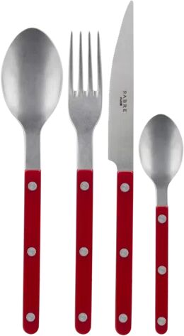 Sabre Paris Bistrot 4 Piece 18/10 Stainless Steel Cutlery Set, Service for 1 Sabre Paris Colour: Burgundy