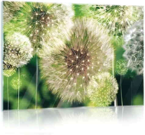 Brayden Studio 'Dandelions on a Green Background' - Photograph Print on Glass Brayden Studio Size: 40cm H x 60cm W  - Size: Mini (Under 40cm High)