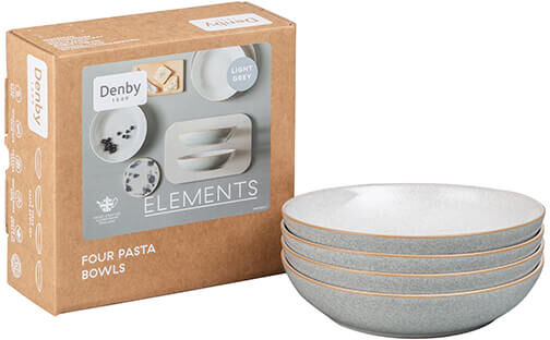 Denby Elements Light Grey Set Of 4 Pasta Bowls