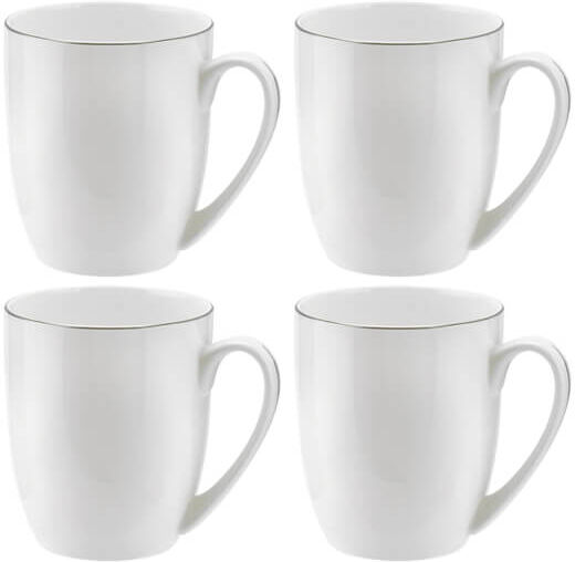 Royal Worcester Serendipity Platinum Set of 4 Barrel Shape Mugs