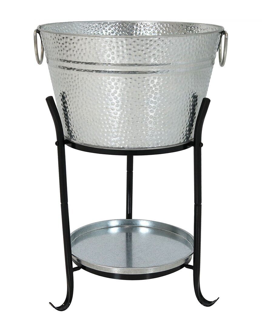 Sunnydaze Ice Bucket Drink Cooler With Stand And Tray Silver NoSize