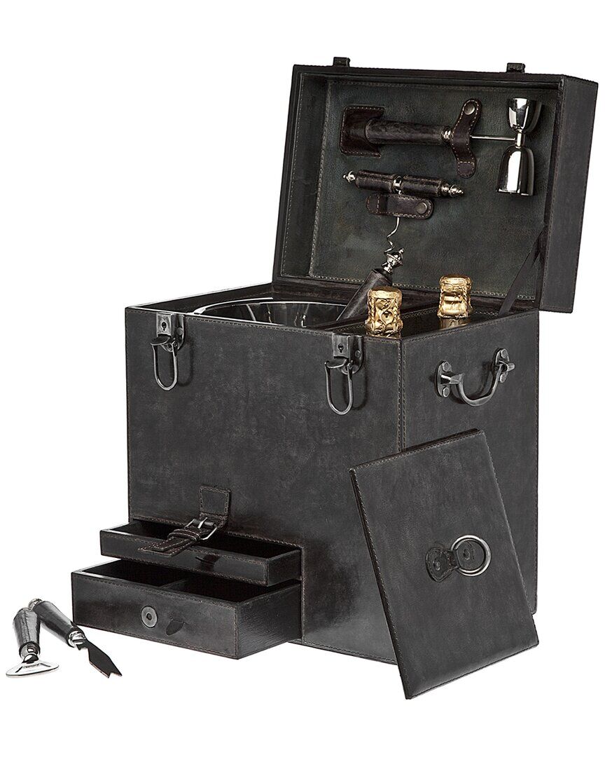 Ricci Argentieri Grey Leather Bar Box With Tools Grey NoSize