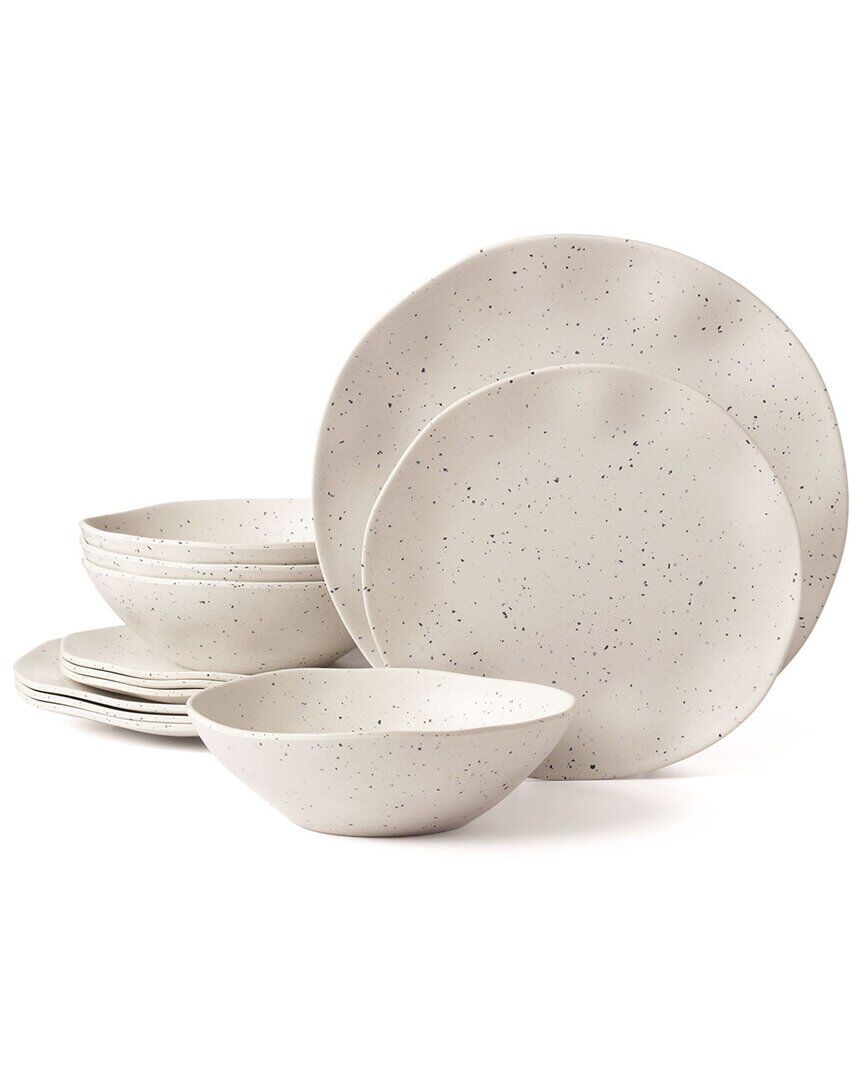 Oneida Terrazzo Cream Melamine 12pc Dinnerware Set White NoSize