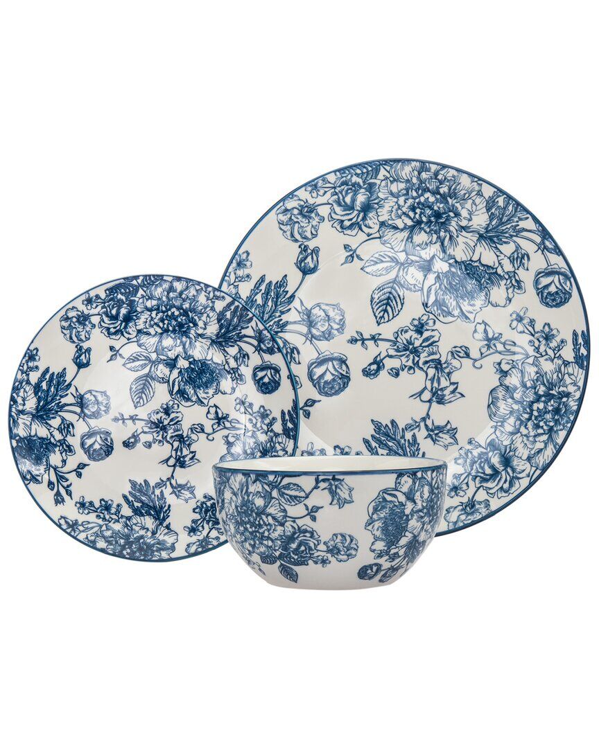 Godinger Banbury Porcelain 12 Piece Dinnerware Set Blue NoSize