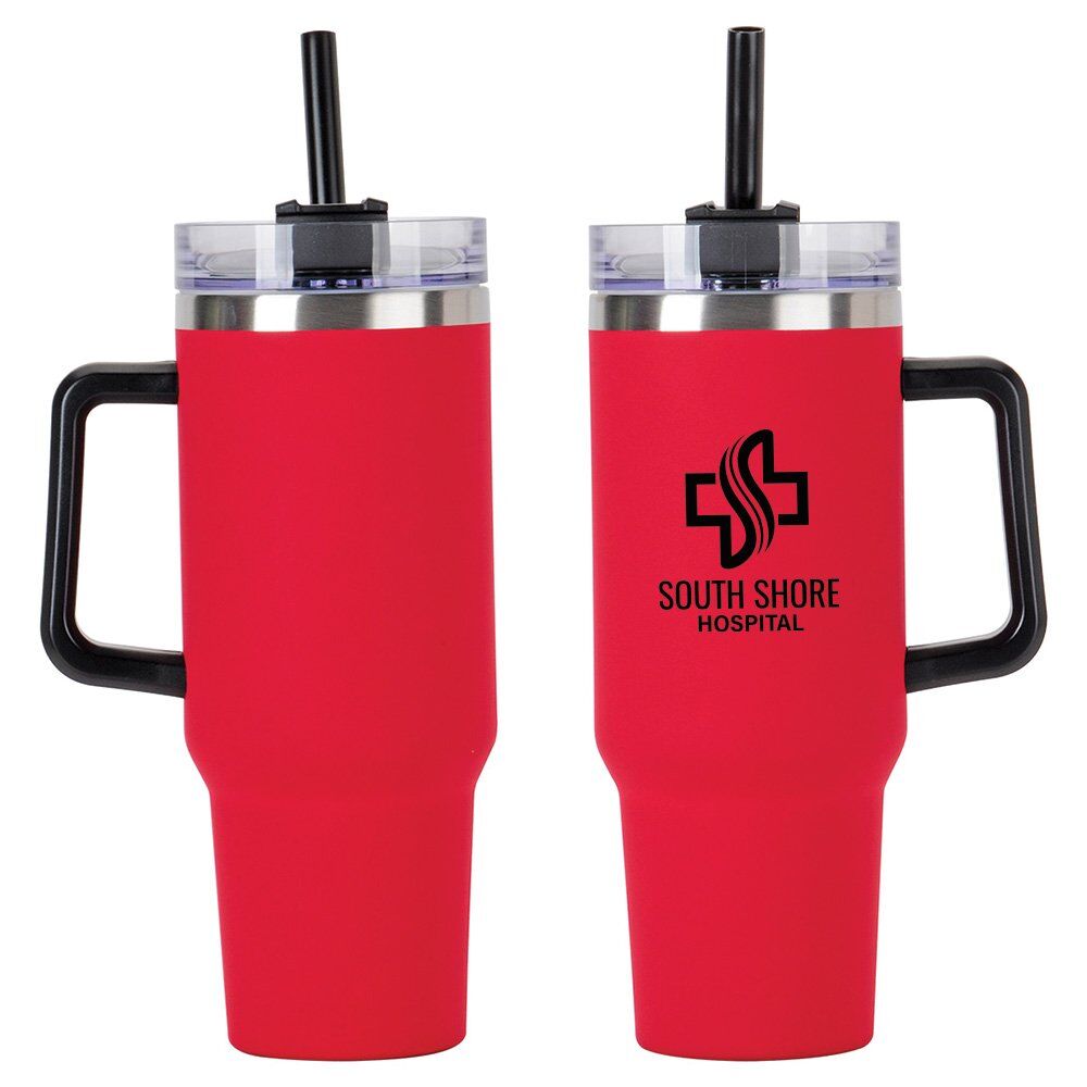 Positive Promotions 10 Colossal Stainless-Steel Mugs with Handle 40-Oz. - Personalization Available