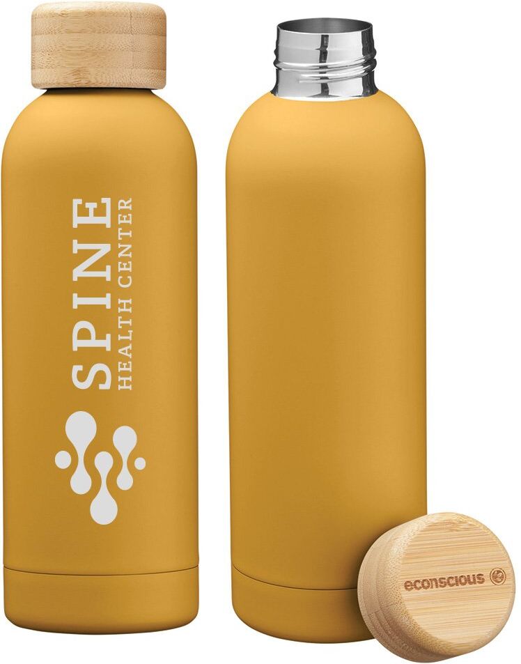 Positive Promotions 13 Recycled Stainless Steel Bottles with Bamboo Lid 17 oz. - Personalization Available