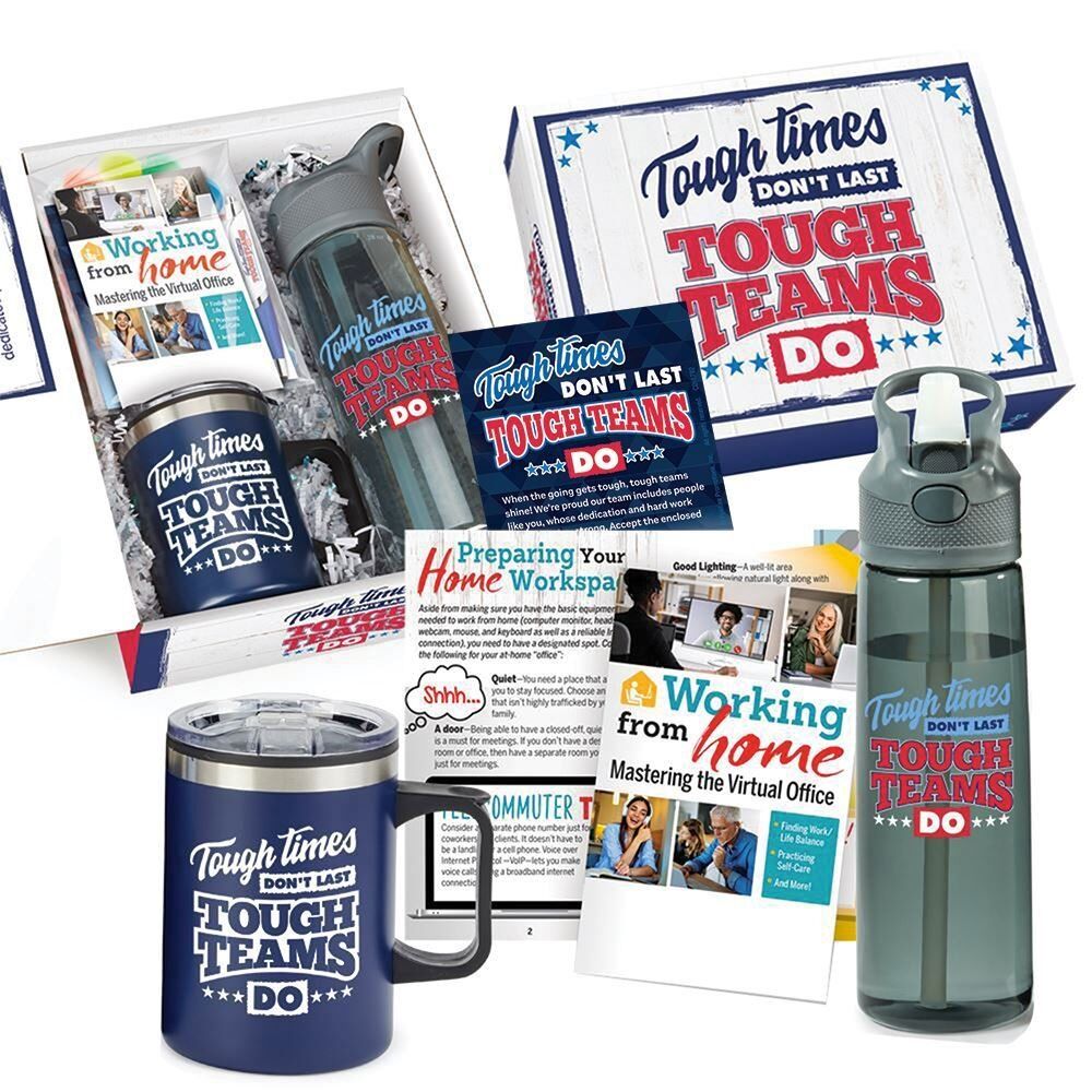 Positive Promotions 25 Tough Times Don't Last, Tough Teams Do 7-Piece Employee Care Kits with Personalized Card