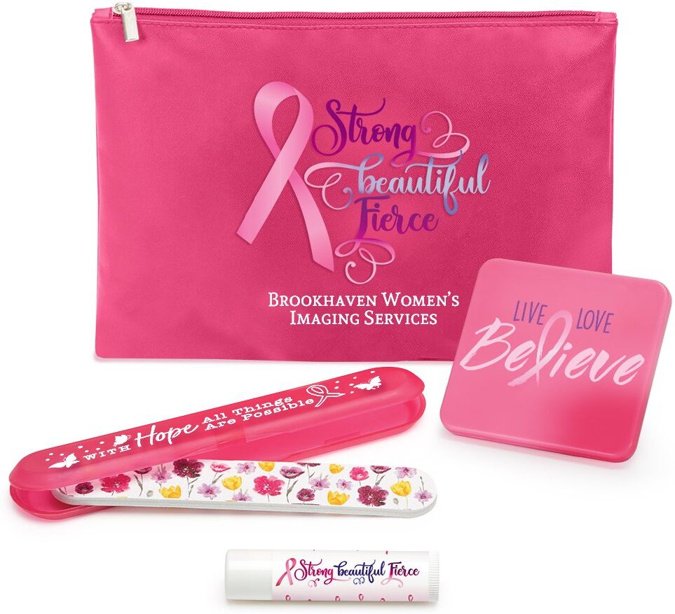 Positive Promotions 50 Strong, Beautiful, Fierce Pouches with Personal Care Gift Set - Personalization Available