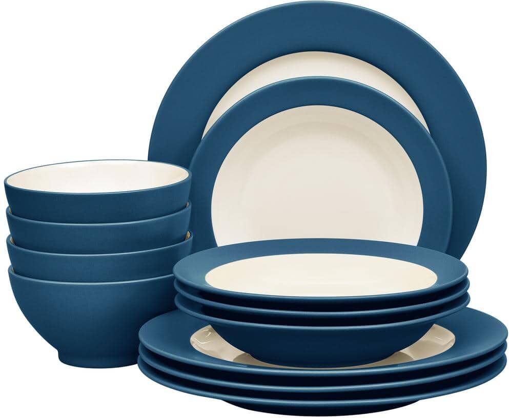 Noritake Colorwave Blue 12-Piece (Blue) Stoneware Rim Dinnerware Set, Service for 4