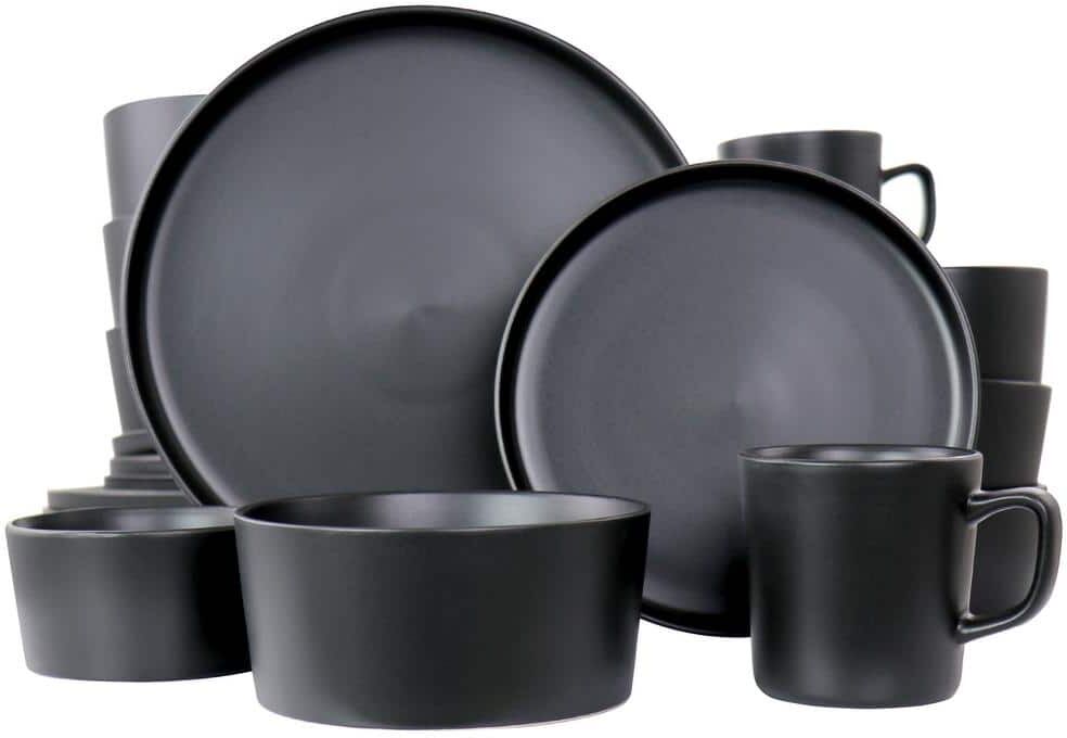 Elama Luxmatte 20-Piece Black Stoneware Dinnerware Set (Service for 4)