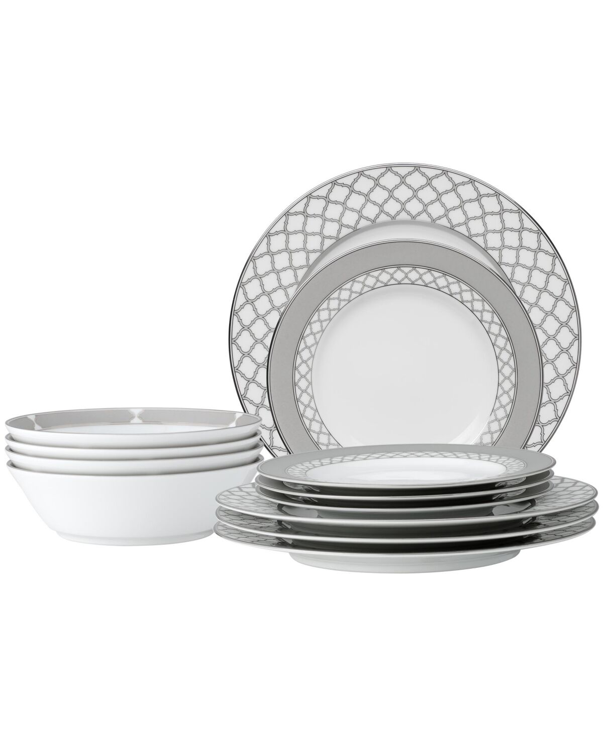 Noritake Eternal Palace 12 Pc Dinnerware Set - White And Platinum
