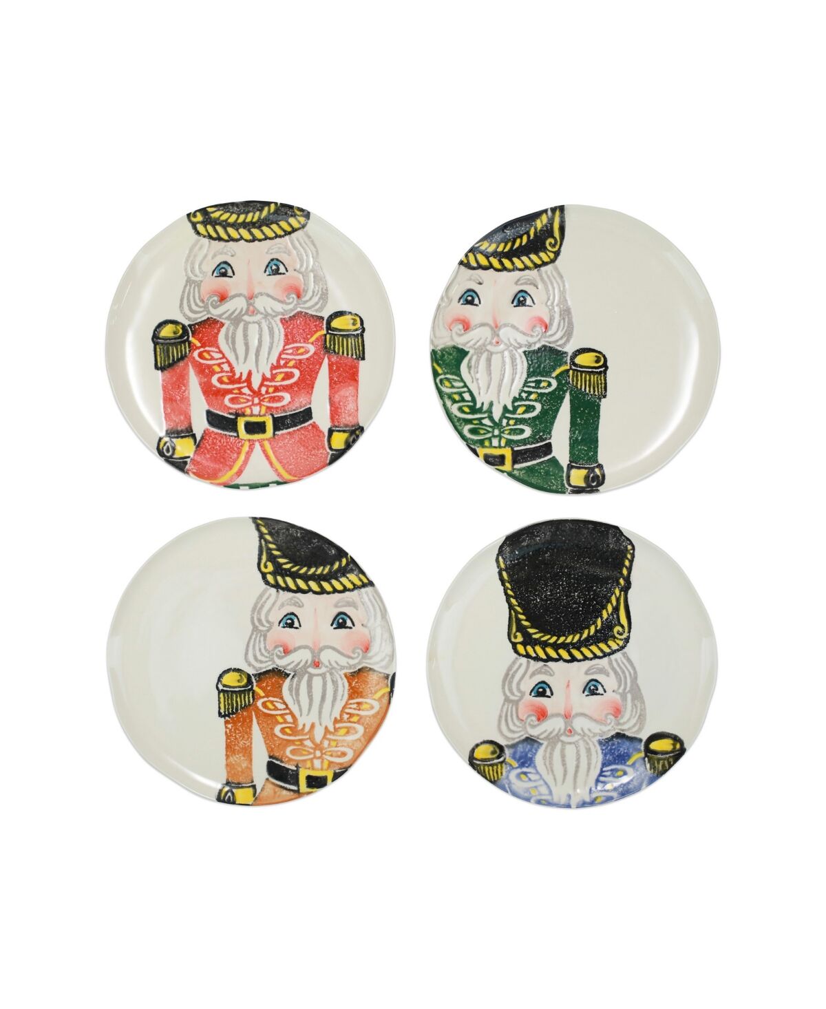 Vietri Nutcrackers Dinnerware Dinner Plates, Set of 4 - Assorted