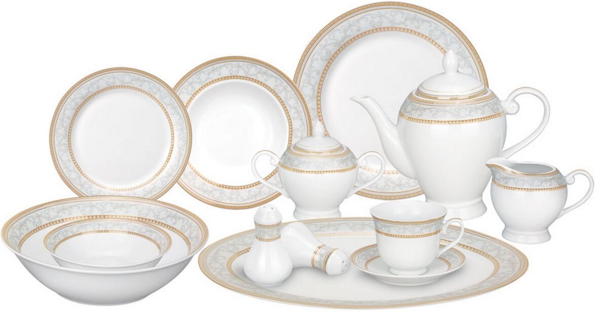 Lorren Home Trends Giada 57-pc Dinnerware Set, Service for 8 - Gold