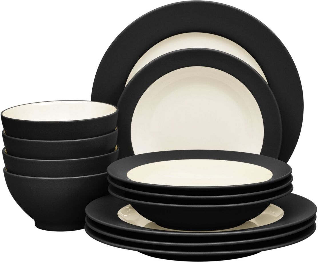 Noritake Colorwave Rim 12-Piece Dinnerware Set, Service for 4, Created for Macy's - Graphite