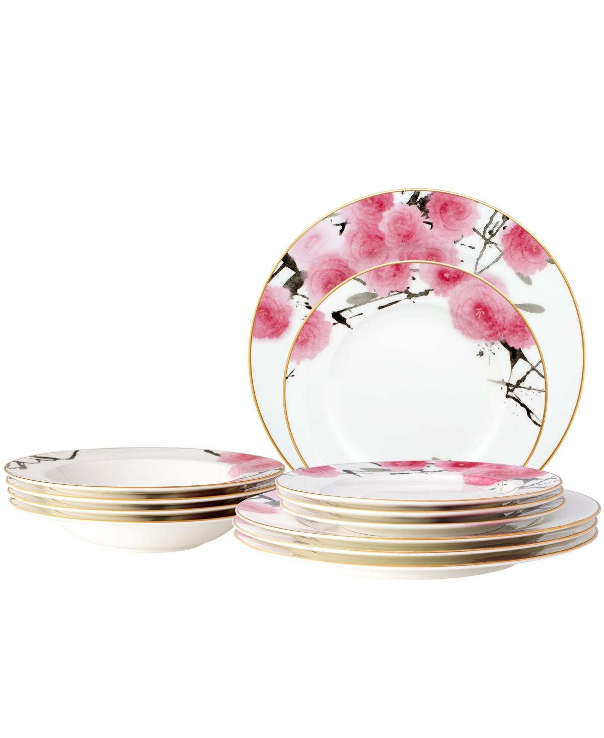 Noritake Yae 12 Pc Dinnerware Set, Service for 4 - Pink And White