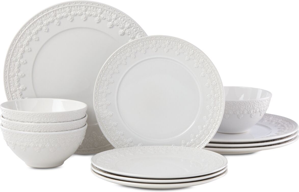 Lenox Chelse Muse Fleur 12-Pc. Dinnerware Set, Service for 4 - White