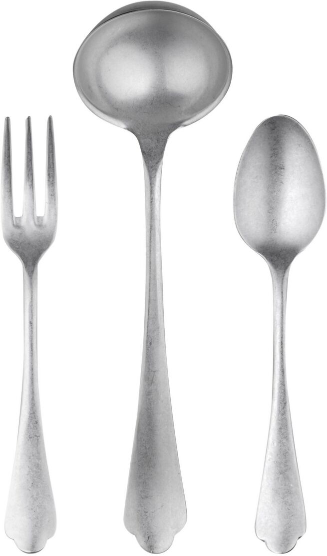 Mepra Serving Set Fork Spoon and Ladle Dolce Vita Flatware Set, Set of 3 - Silver-tone