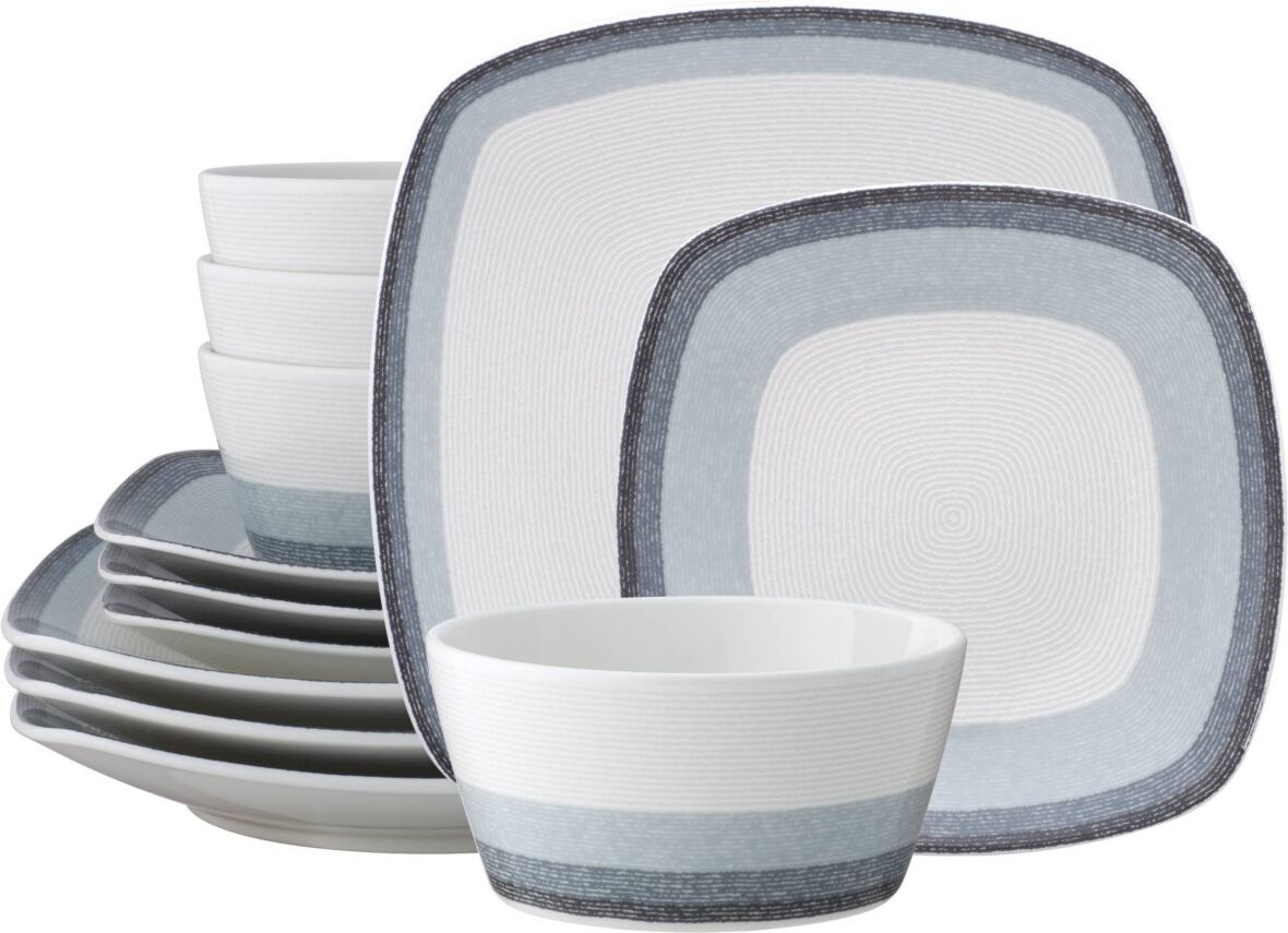 Noritake Colorscapes Layers 12 Piece Square Dinnerware Set - Ash