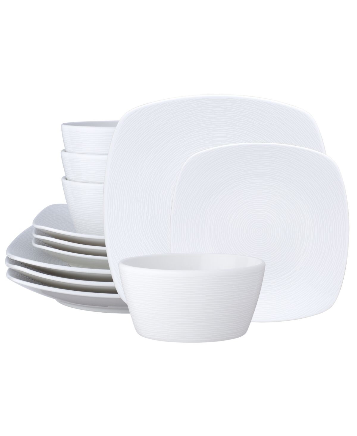 Noritake Non Swirl Square Set 12 Piece Dinnerware Set, Service For 4 - White