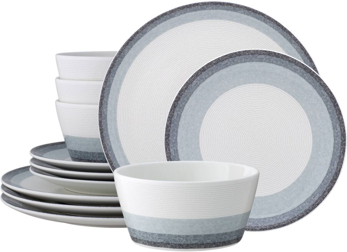 Noritake Colorscapes Desert Layers 12 Piece Coupe Dinnerware Set - Ash