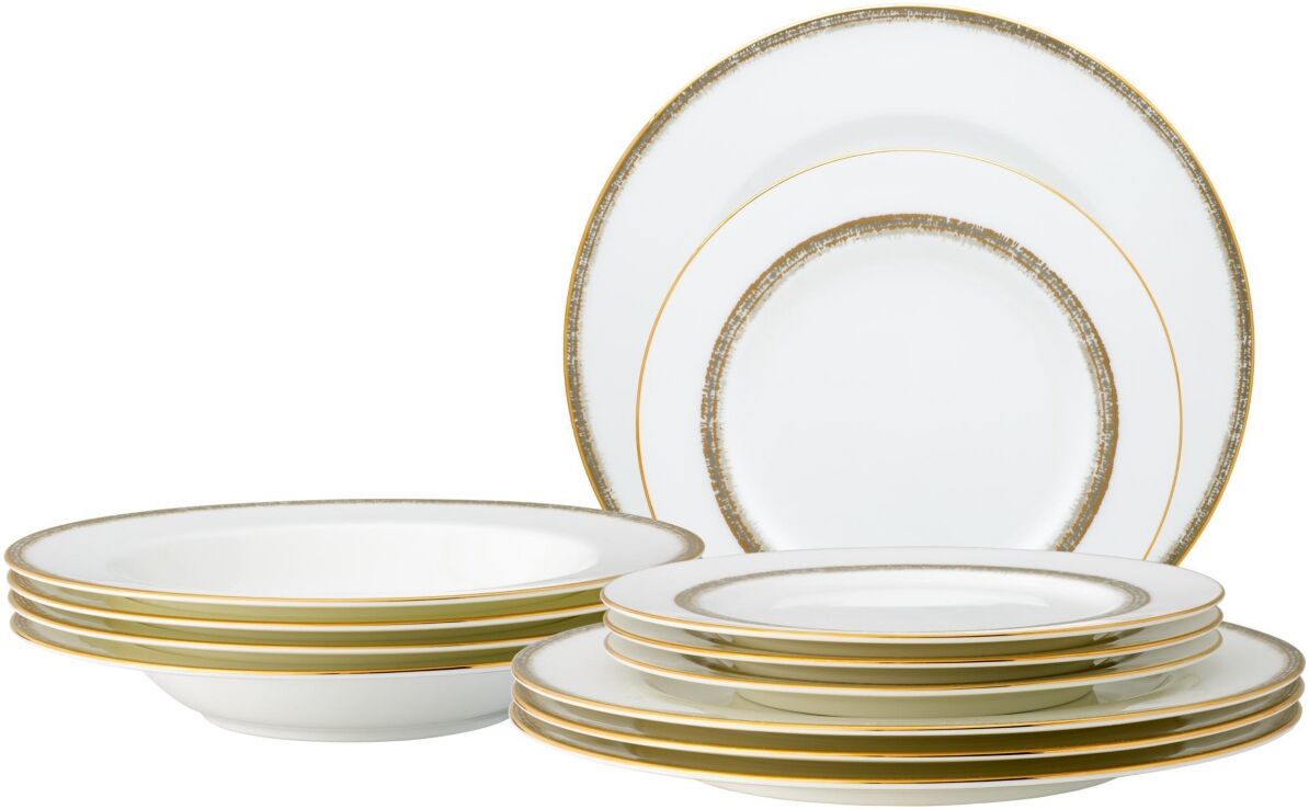 Noritake Haku 12 Pc Dinnerware Set - White And Gold