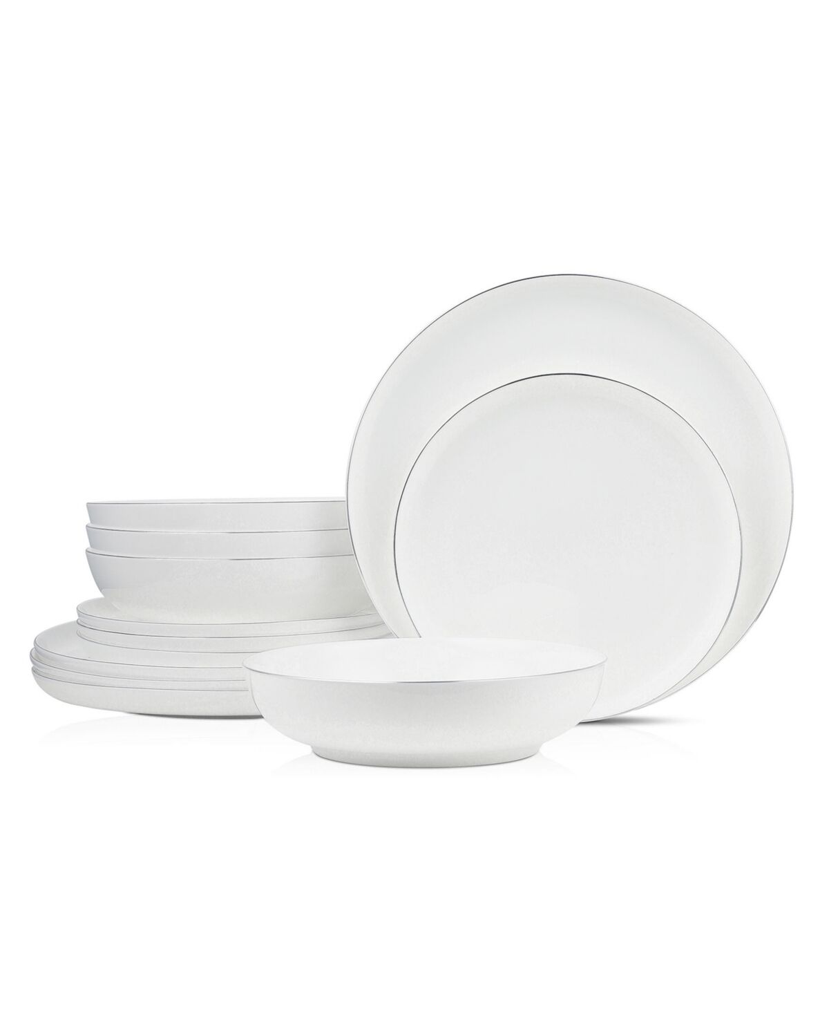 Stone Lain Gabrielle 24 Piece Dinnerware Set, Service for 8 - White and Platinum