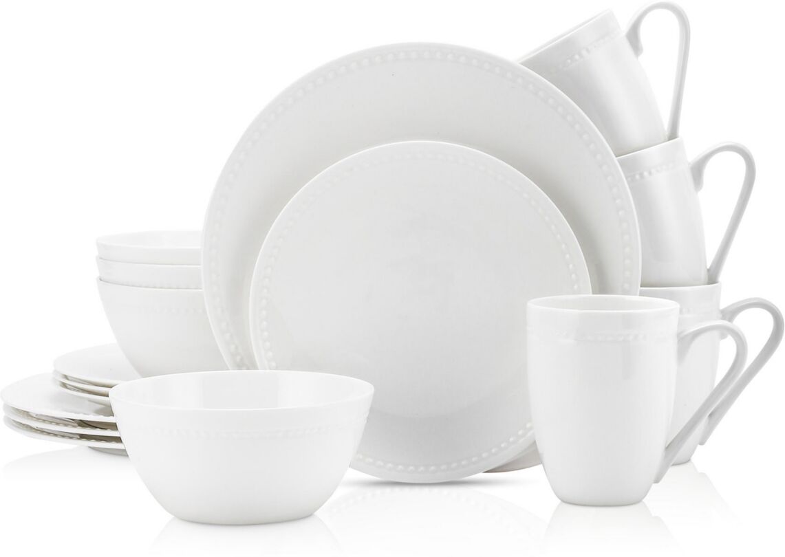 Stone Lain Ava 32 Piece Bone China Dinnerware Set, Service for 8 - White