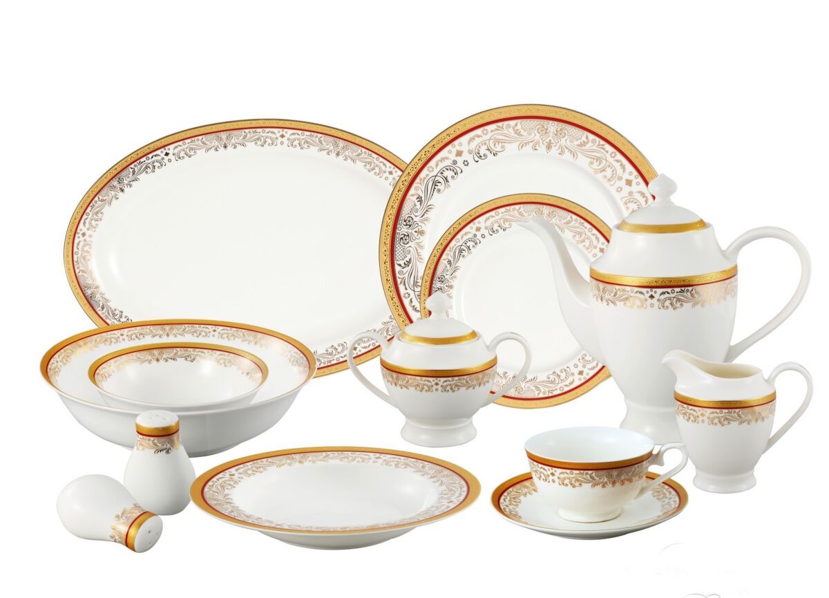 Lorren Home Trends Romina 57-pc Dinnerware Set, Service for 8 - Red