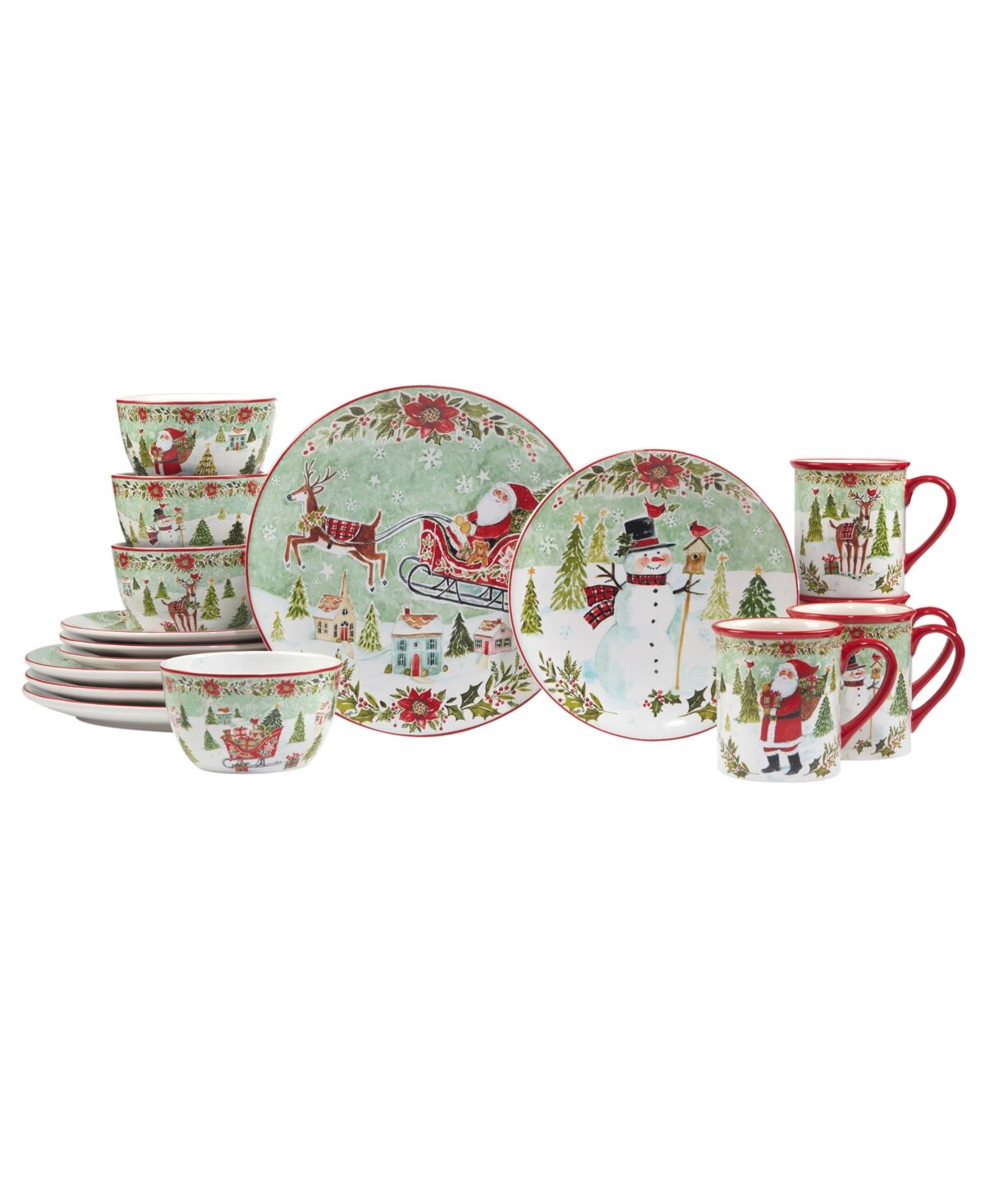 Certified International Joy of Christmas 16 piece Dinnerware Set, Service for 4 - Red