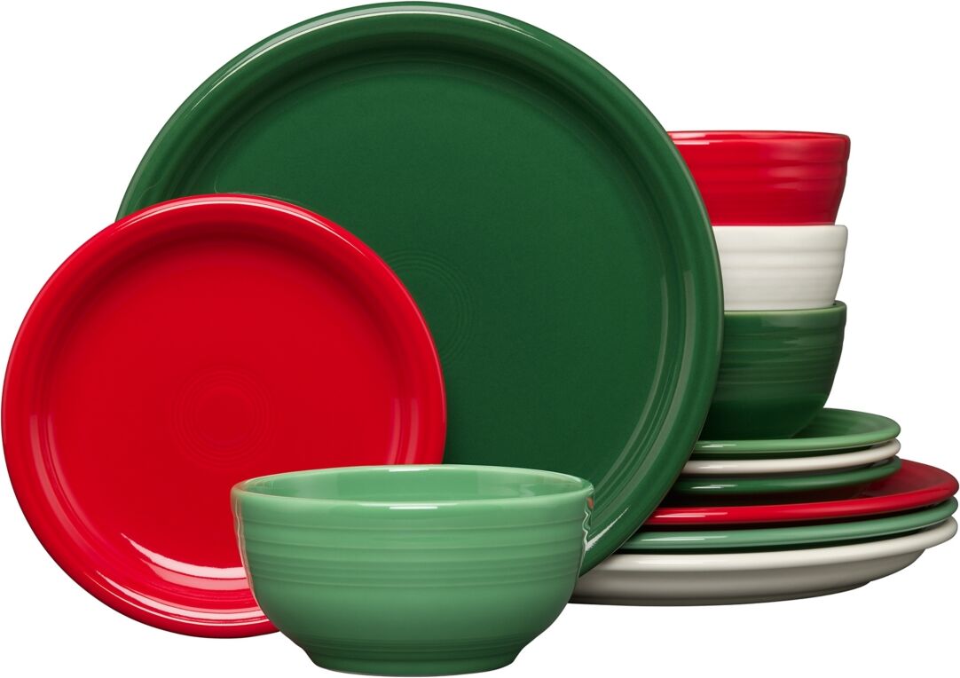 Fiesta Christmas Mixed Colors 12-Pc Bistro Dinnerware Set, Service for 4 - Mixed Chri