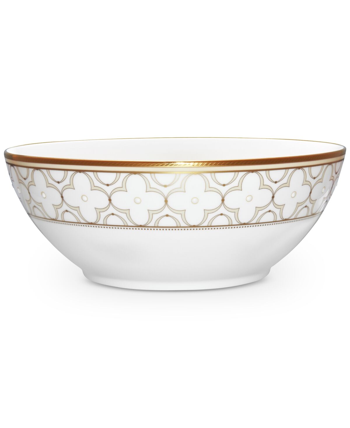 Noritake Trefolio Gold Dinnerware Collection Round Vegetable Bowl - Class Gold
