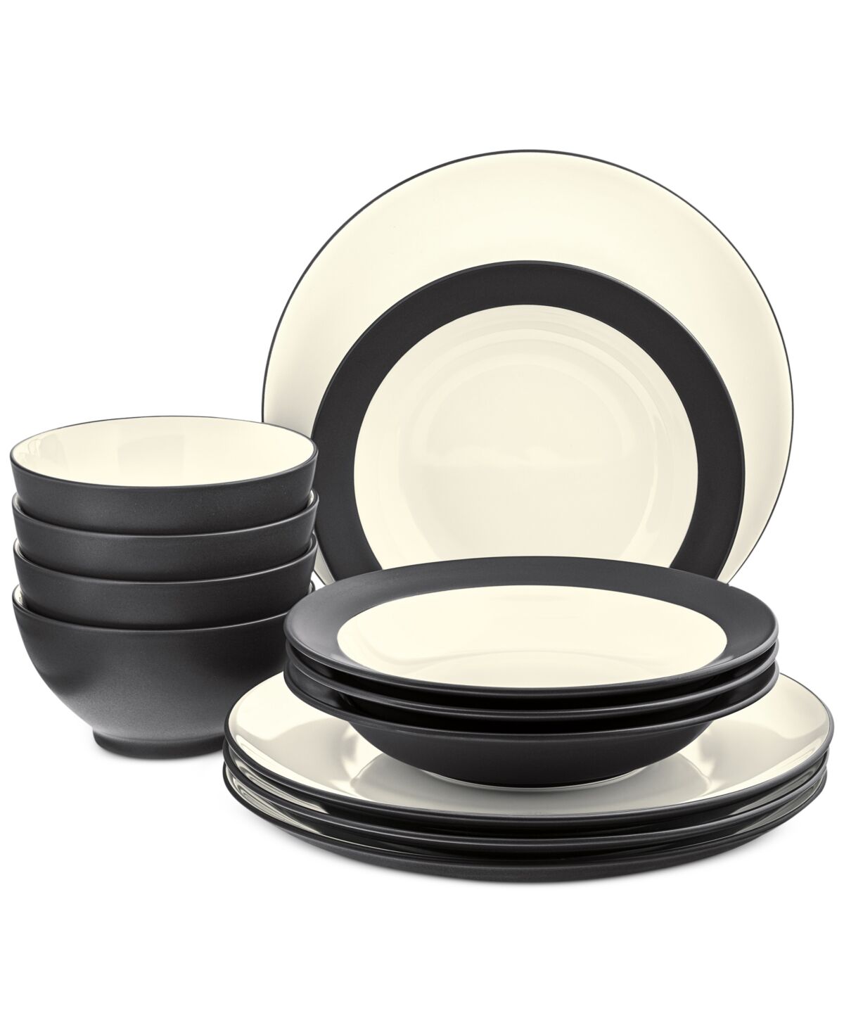 Noritake Colorwave Coupe 12-Piece Dinnerware Set, Service for 4, Created for Macy's - Graphite