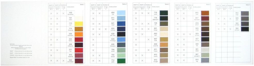 polstereibedarf-online Garnfarbkarte mit 44 verschieden echten Garn Farbbeispielen