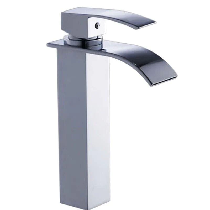 Unbranded Polly Waterfall Square Chrome Tall Basin Mixer Tap