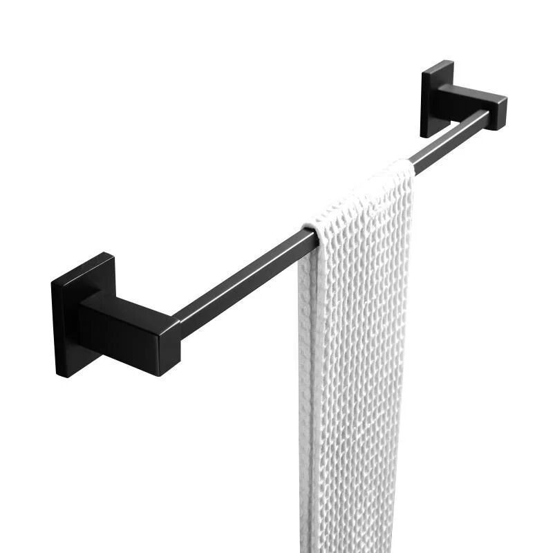 Unbranded Gama Nero Square Matte Black Single Towel Rail 600mm