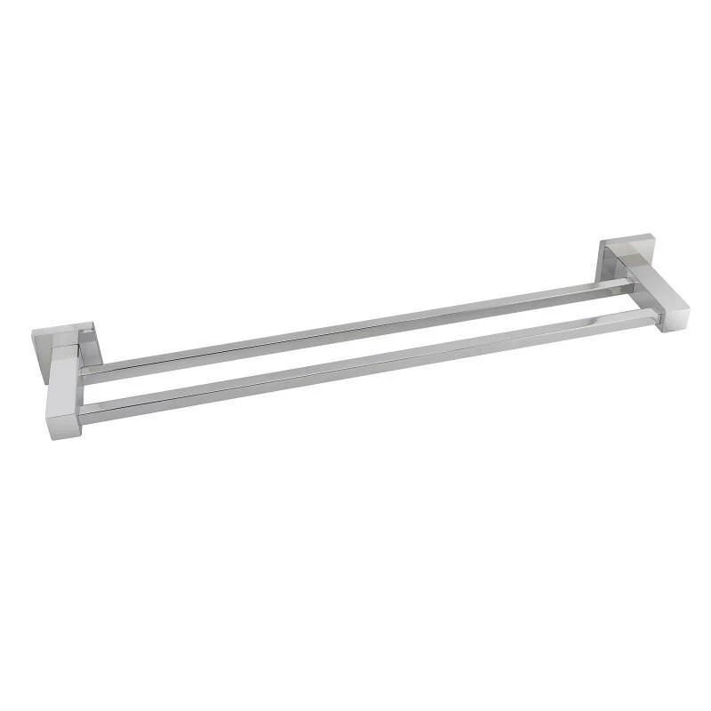Unbranded Gama Square Chrome Double Towel Rail Rack 600mm