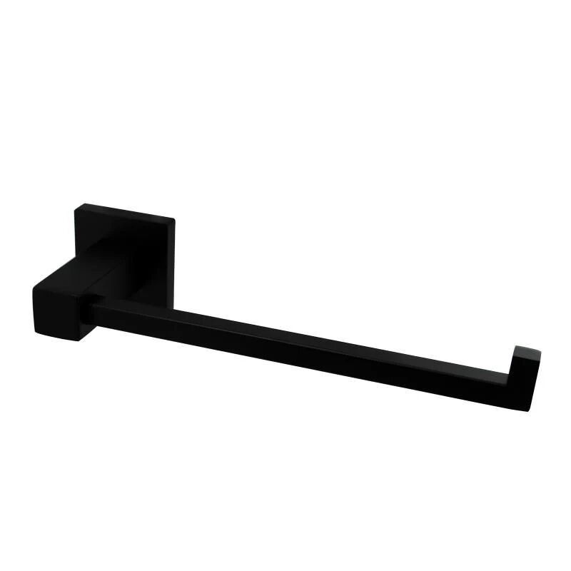 Unbranded Gama Nero Square Matte Black Towel Hook Ring 250mm
