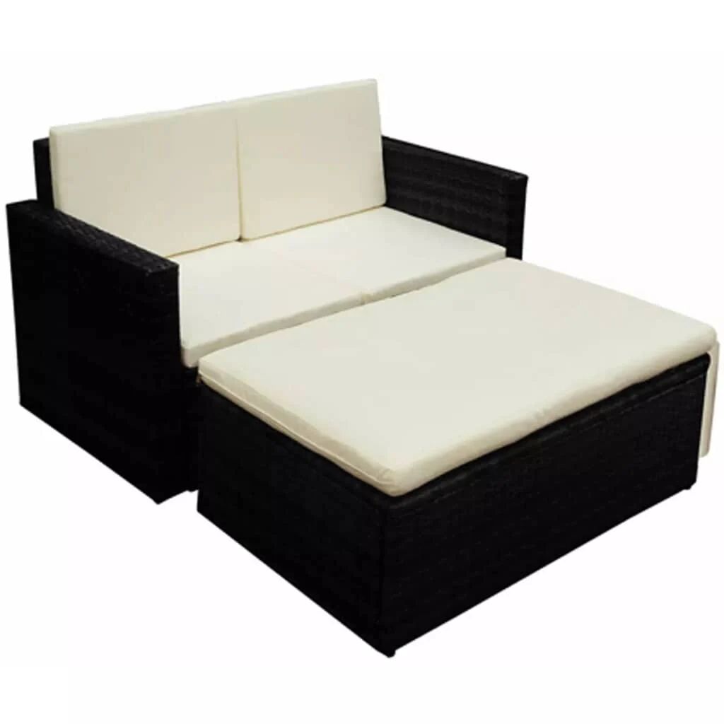 Unbranded Garden Sofa Set Seven Pieces Poly Rattan Black