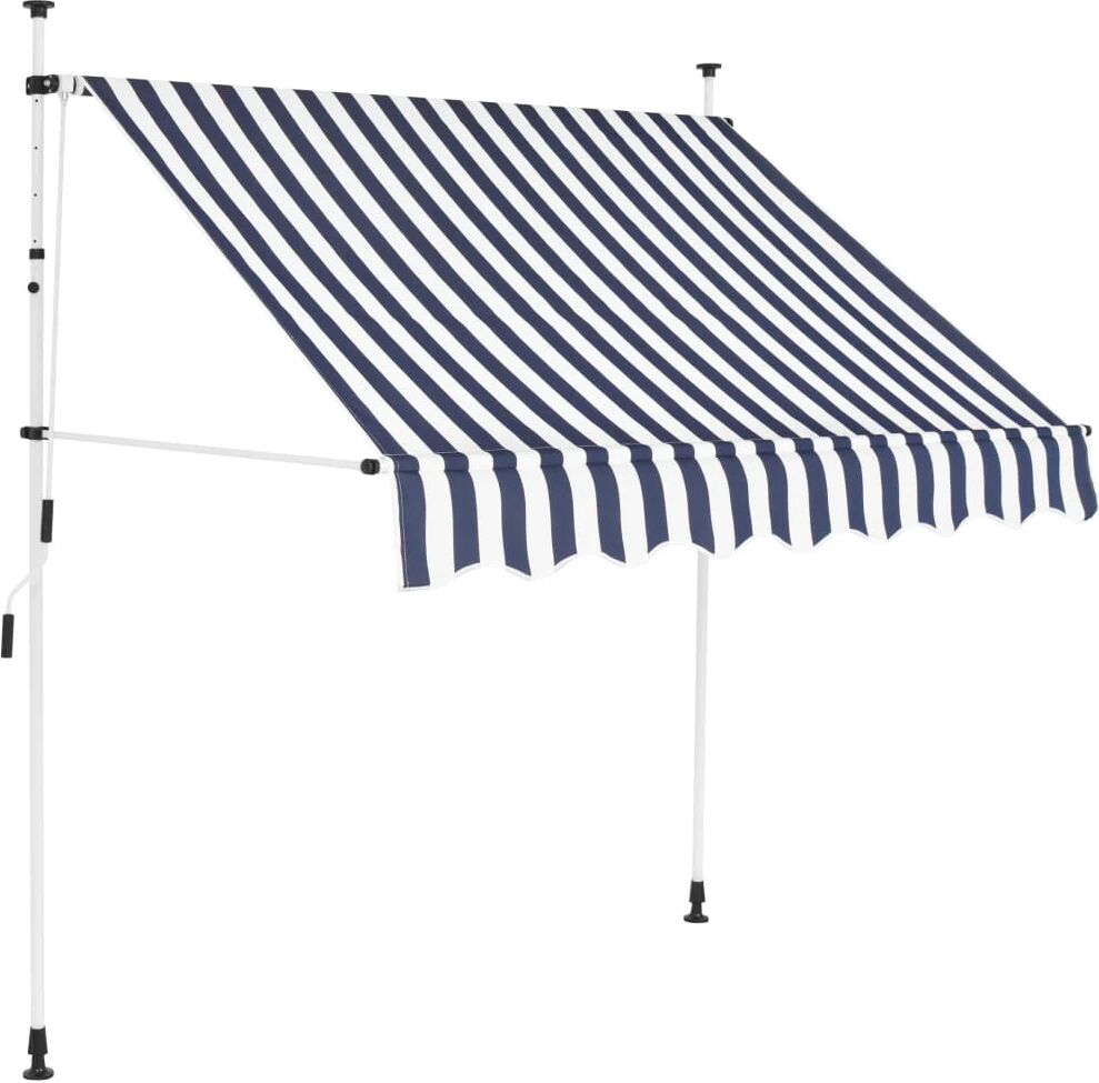 Unbranded Manual Retractable Awning 200 Cm Blue And White Stripes