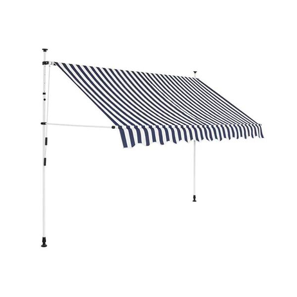 Unbranded Manual Retractable Awning 300 Cm Blue And White Stripes