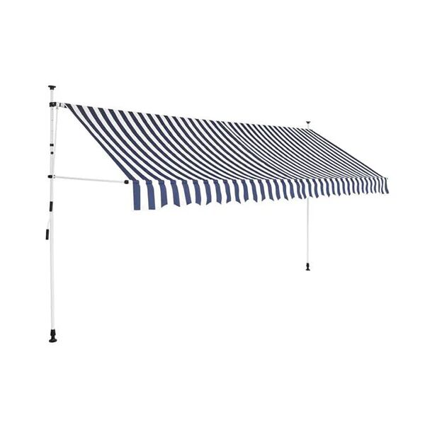 Unbranded Manual Retractable Awning 350 Cm Blue And White Stripes