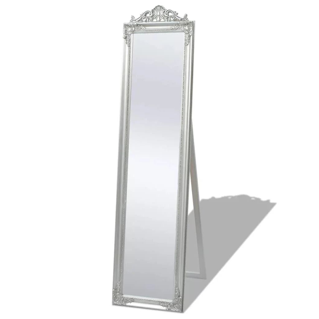 Unbranded Free-Standing Mirror Baroque Style 160 x 40 Cm Silver