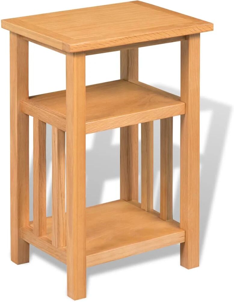 Unbranded End Table With Magazine Shelf Solid Oak 27 x 35 x 55 Cm