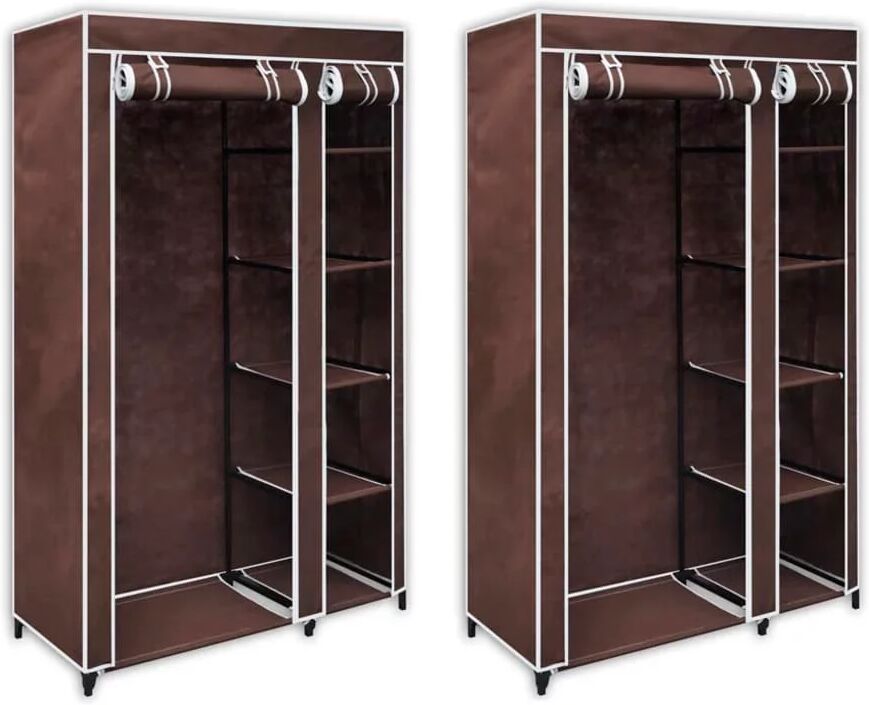 Unbranded Fabric Wardrobes 2 Pcs Brown